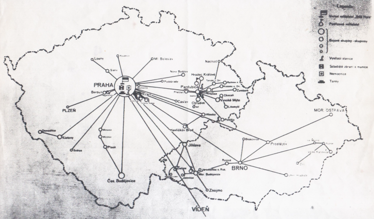 Organizační schema odb. organizace „ Bílá Hora“ podle historika Moravského muzea Mgr. Václava Halamy